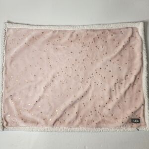UGG Avery Stars Pillowcase Pink Gold Stars Sherpa Lined Zip Closure 26in x 20in